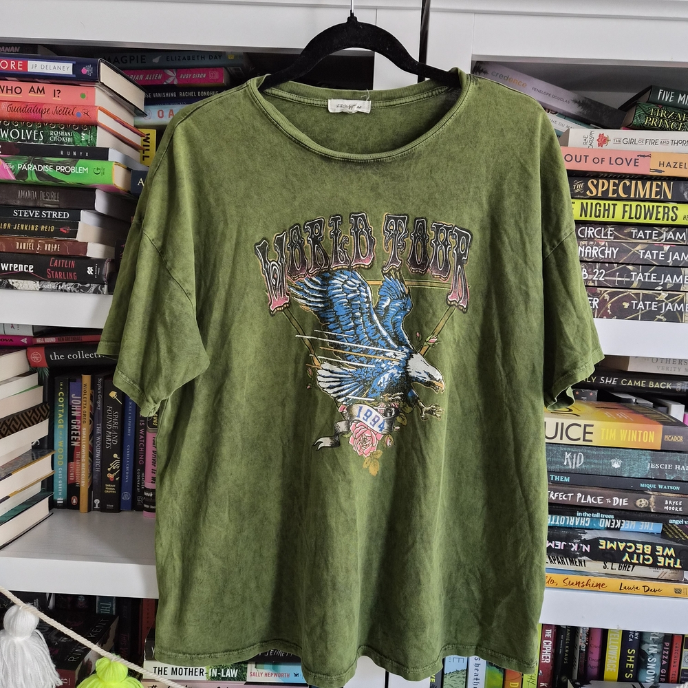 Green Graphic T-Shirt with Eagle Design